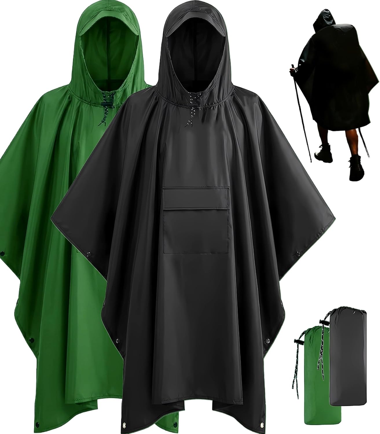 Thumbnail 6 de Stathmon Poncho Waterproof Adult with PU8000mm coating (reusable) – 240T lightweight rain poncho