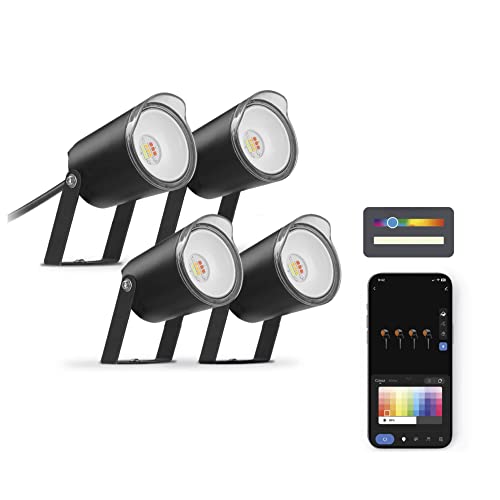 Detalle de Set 4 focos outdoor SmartLED KSIX: iluminación RGBWIC conectada y resistente al exterior