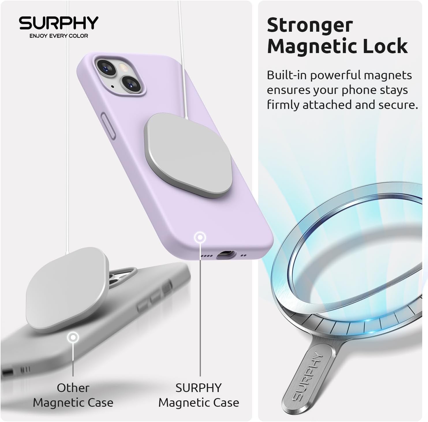 Thumbnail 2 de SURPHY Magnetic Case for iPhone 13 mini (5.4-inch, 2021) in Light Lavender