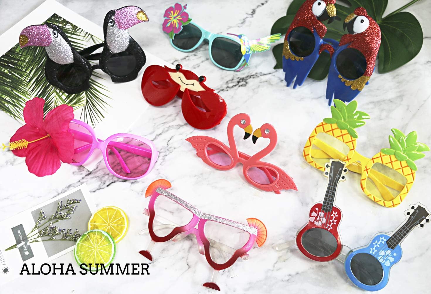 Detalle 2 de Ocean Line Luau Party Sunglasses — 9 Pairs, Fun Hawaiian Glasses for Beach & Kids Parties