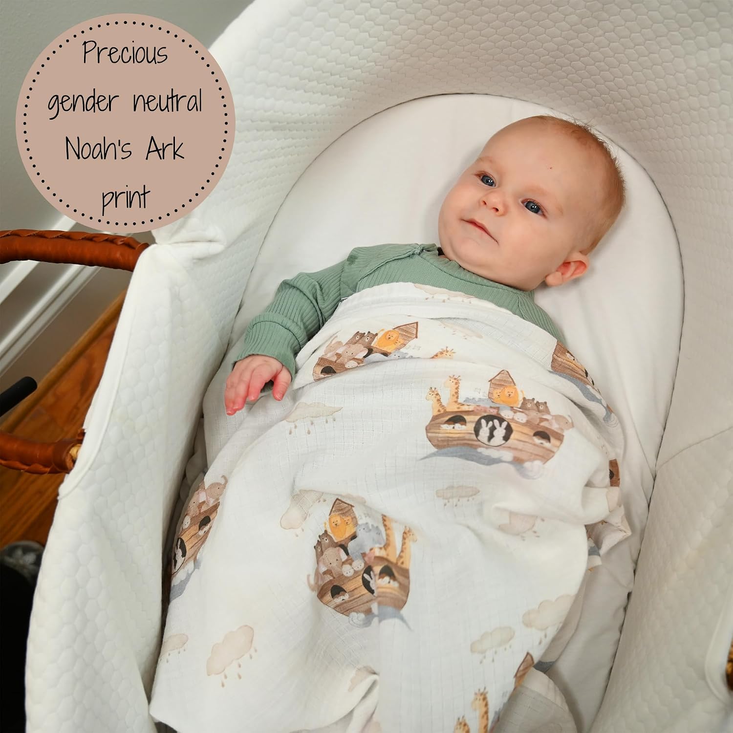Detalle 2 de LollyBanks Muslin Swaddle Blanket, 47 x 47 in