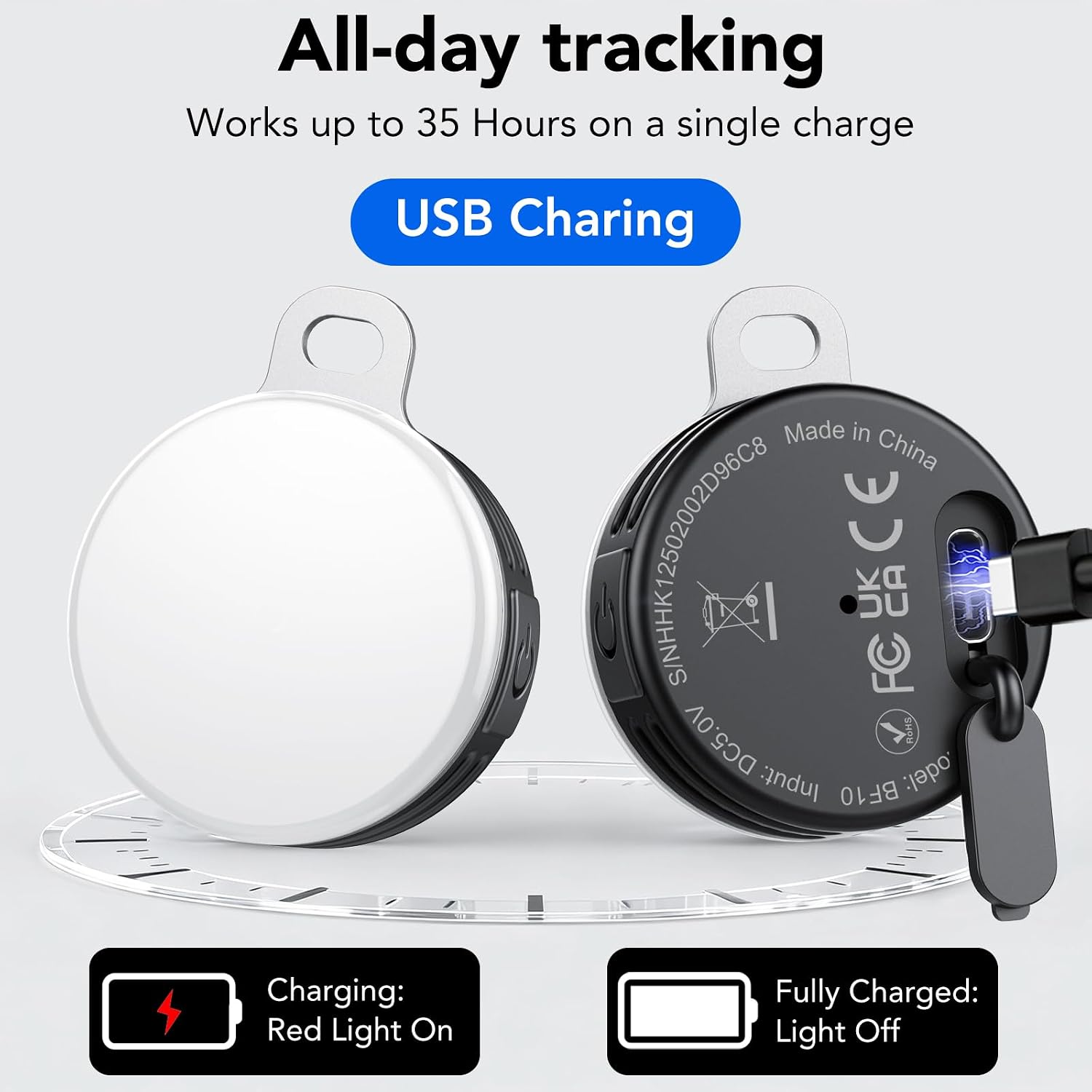 Detalle 2 de Air Traceur Tag Lot de 2 avec 4 Modes Light – Localisateur Find My pour clés et sacs (iOS uniquement)