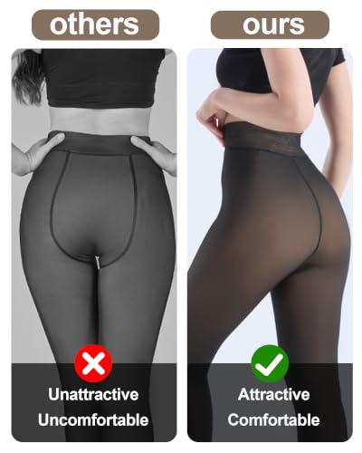 Detalle de HOWIN Medias térmicas de mujer con forro polar y efecto transparente