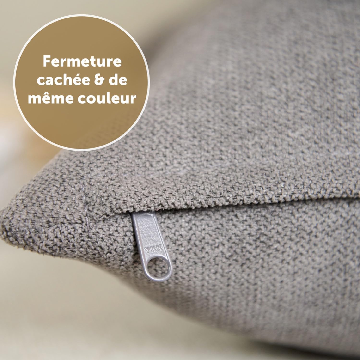 Detalle de Blumtal Housse de Coussin 50x50 cm, 2 pièces en chenille douce - Anthracite
