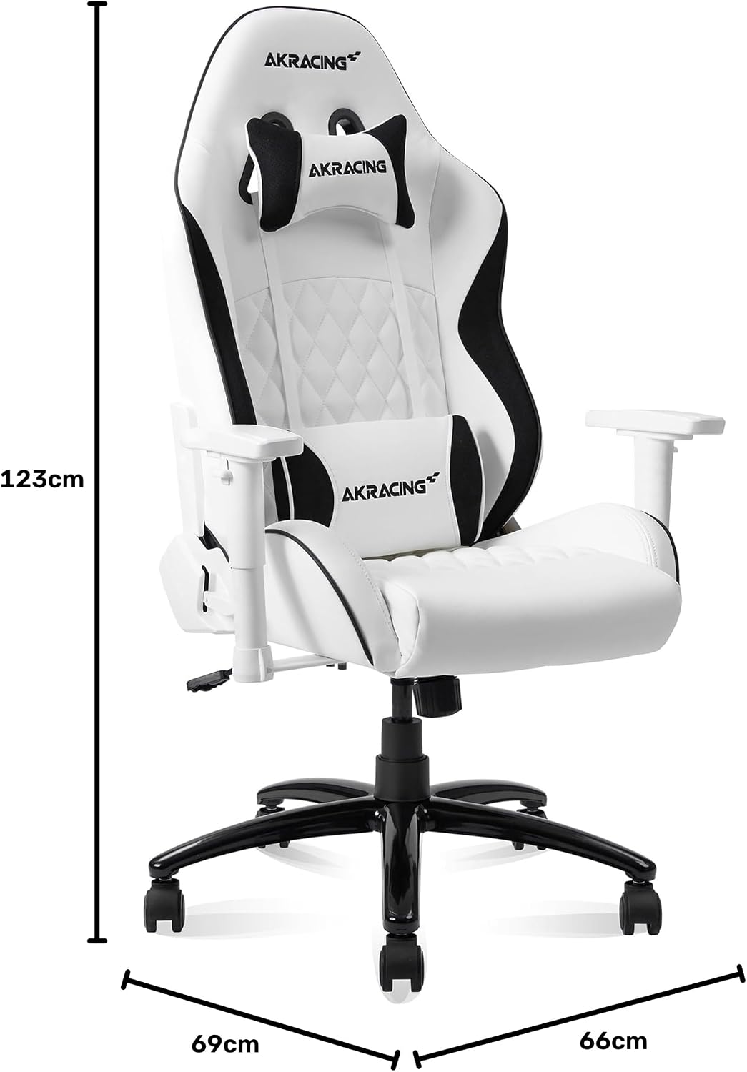Detalle 2 de AKRacing AKR-PINON-WHITE ゲーミングチェア 高耐久PUレザー・150°リクライニング