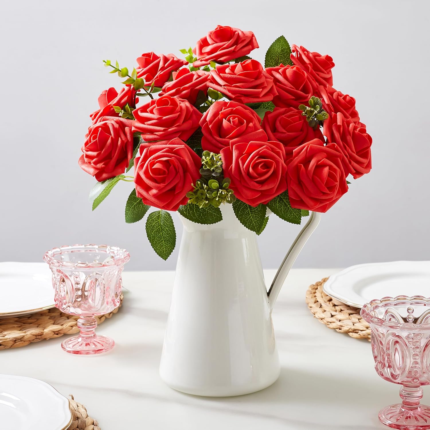 Thumbnail 2 de XIANNVXI Red Roses Artificial Flowers with Stems – 16-Piece Set for Weddings and Events