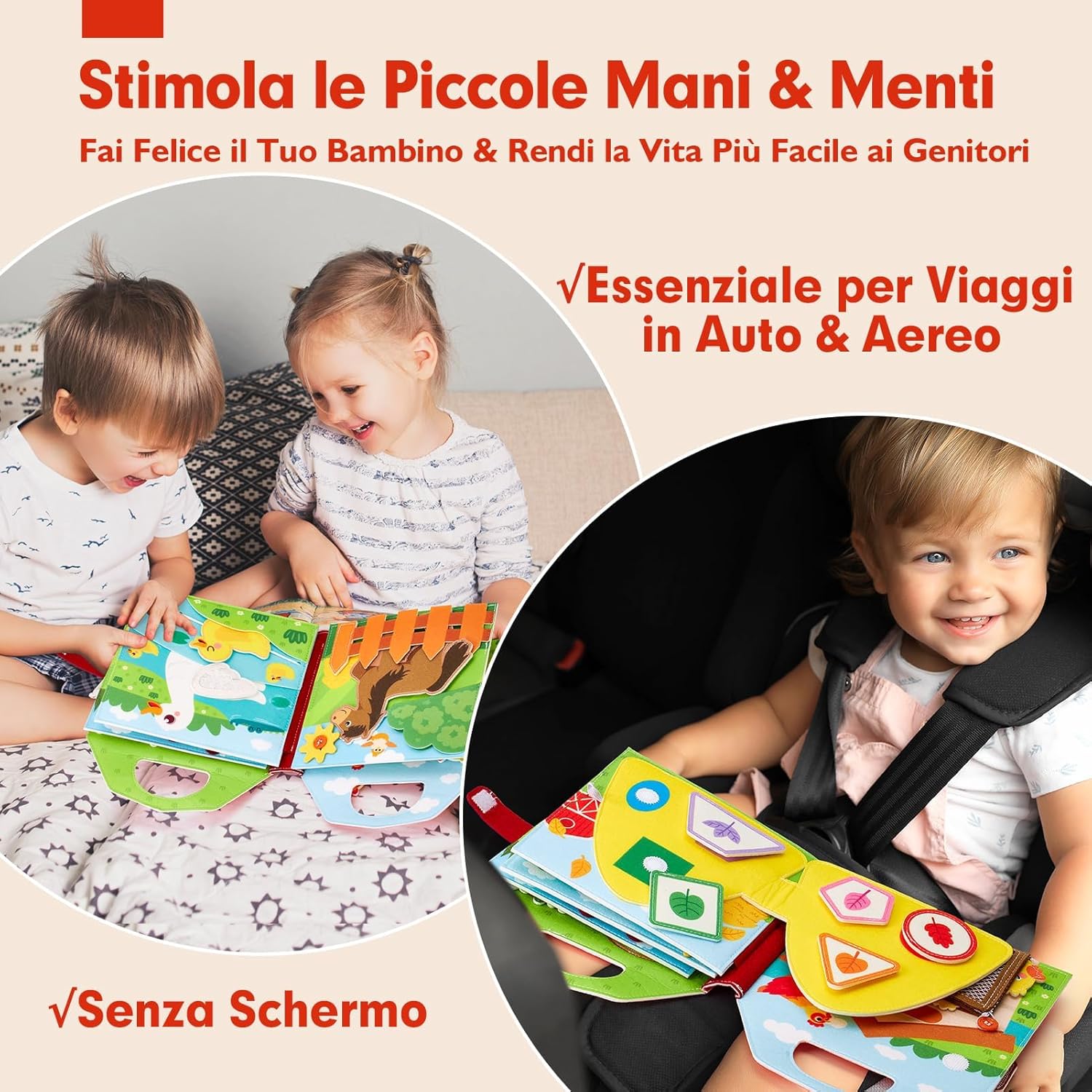 Thumbnail 4 de hahaland Libro Montessori Interattivo 1 Anno Busy Board in feltro (Quiet Book) 1–3 anni