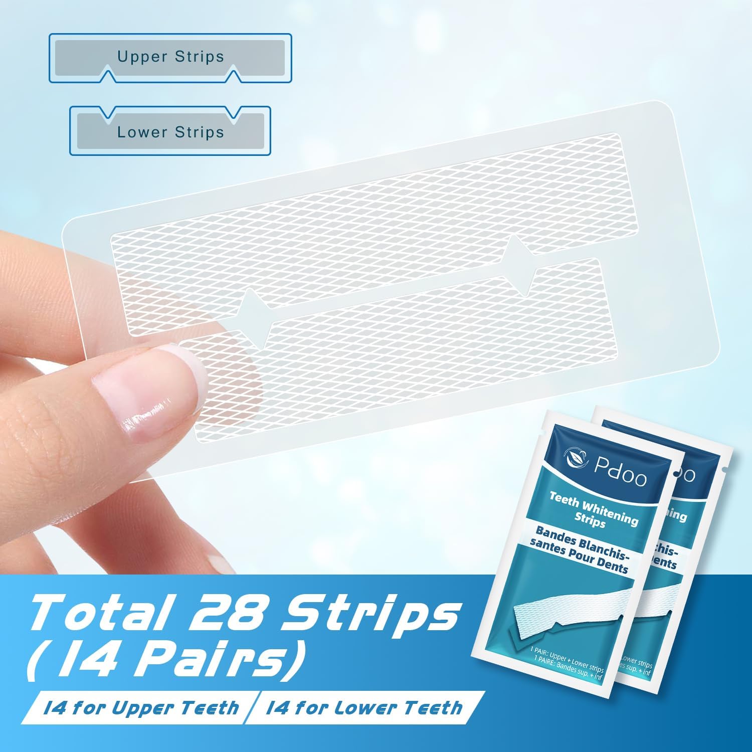 Detalle 2 de Pdoo Teeth Whitening Strips, 28 Non-Slip Mint-Flavoured Strips