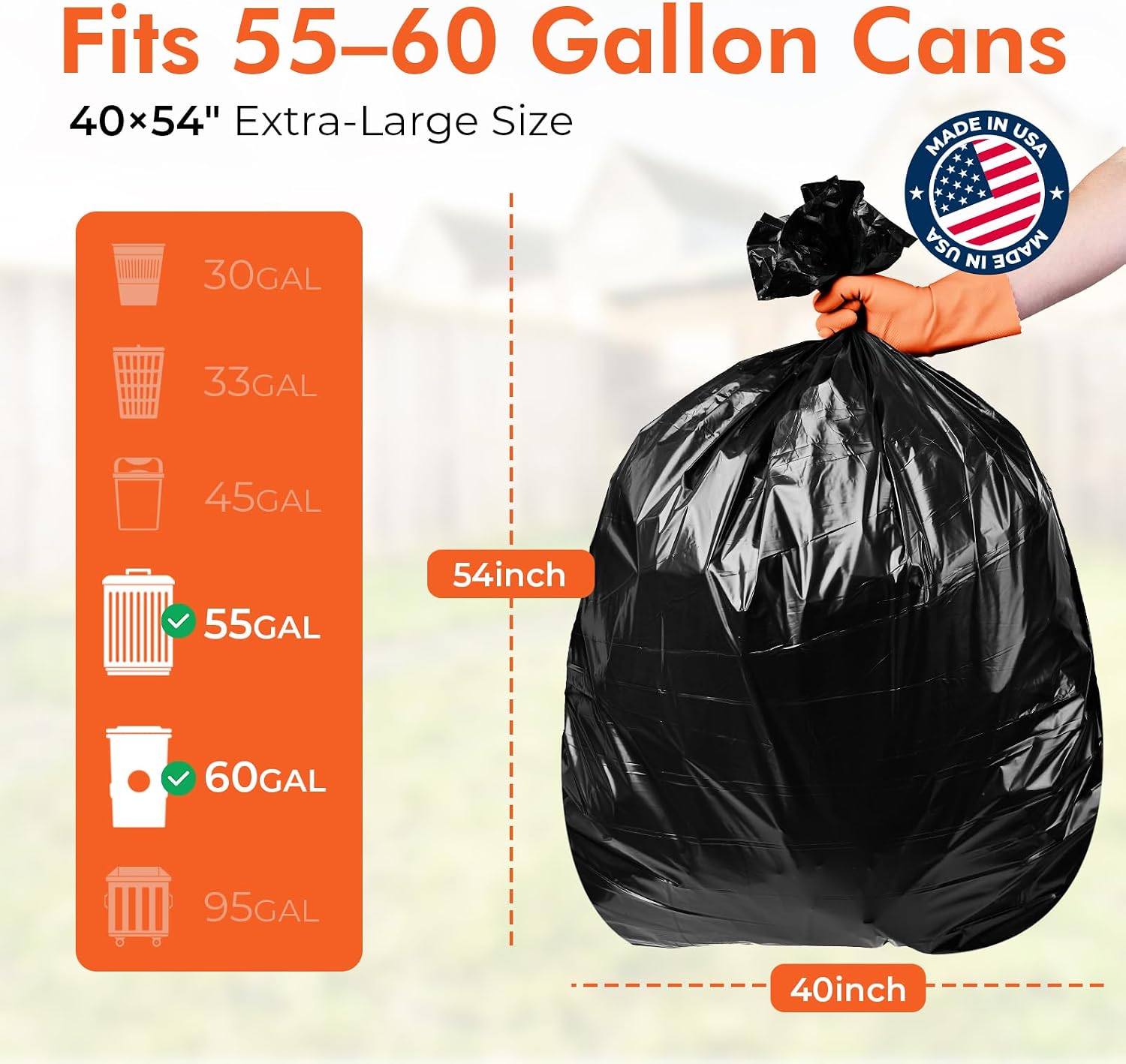 Thumbnail 1 de Delxo 40×54-Inch Trash Bags, 55–60 Gallon, 150 Count, Black Star-Seal