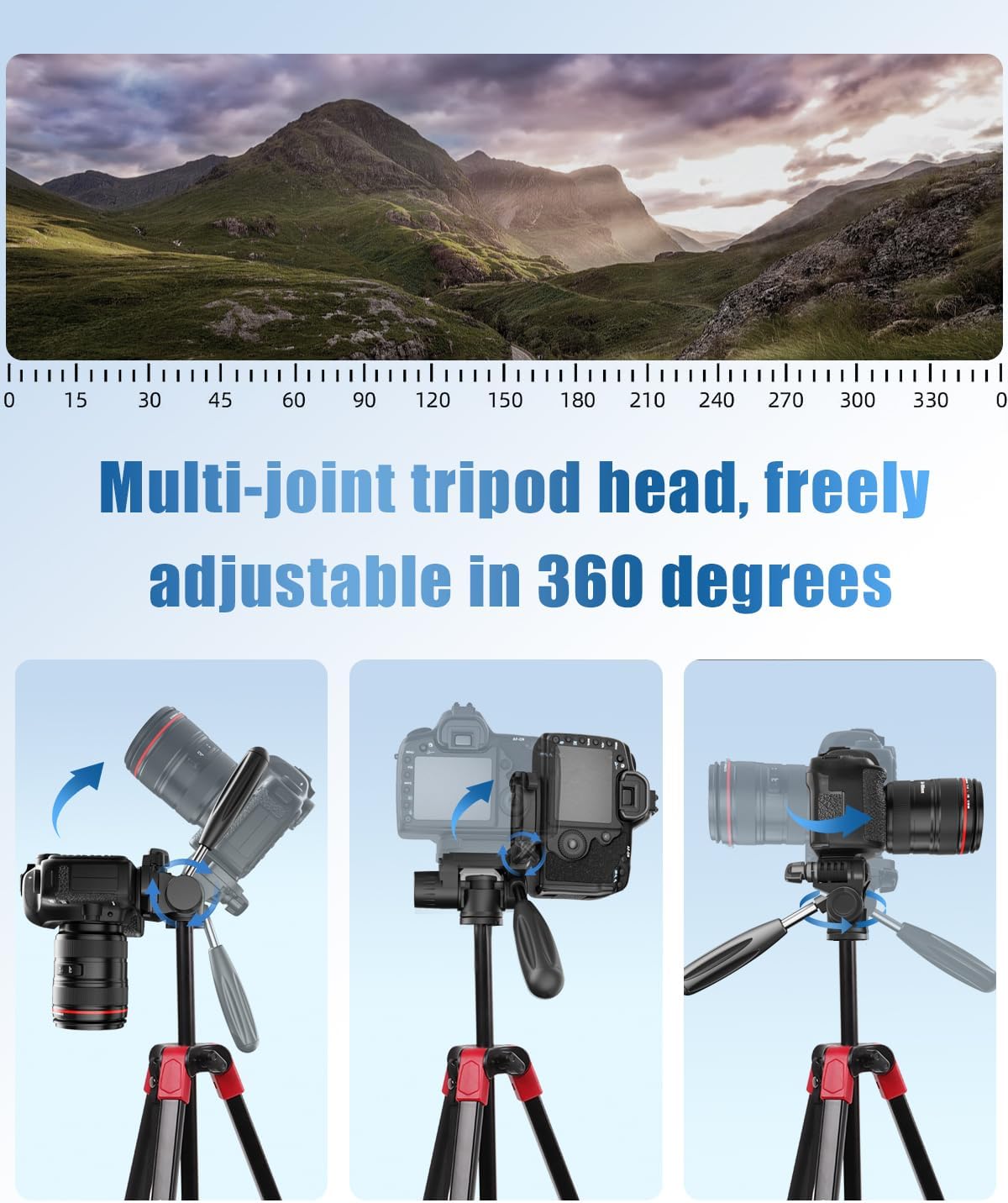 Thumbnail 3 de CAMBOFOTO 172cm Professional Tripod – Aluminium Alloy with Clamp and Carry Bag