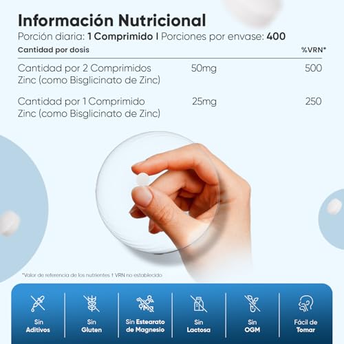 Detalle 2 de Zinco 400 compresse integratore vegano 13 mesi