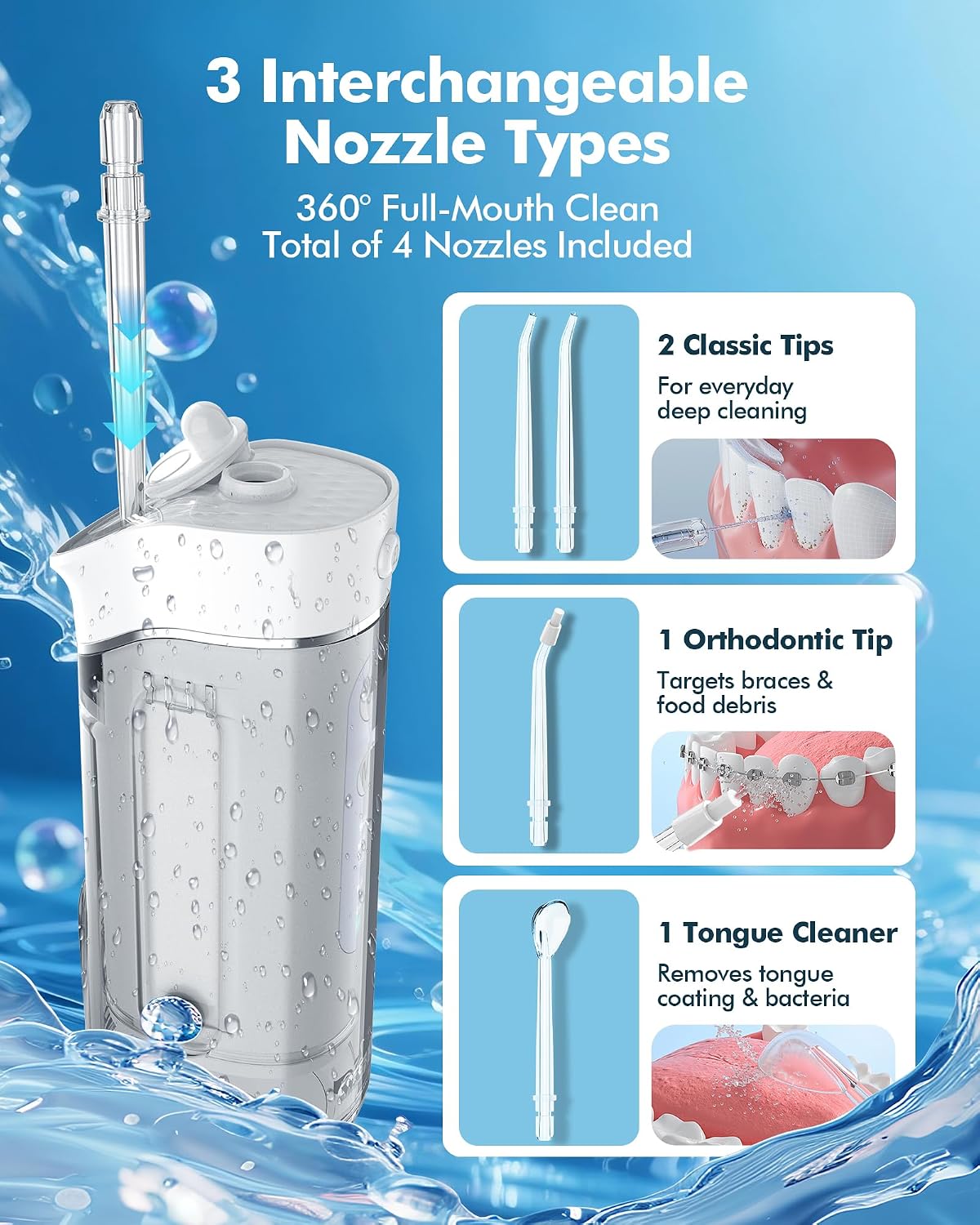 Thumbnail 6 de WAFLOO Water Flosser Travel Mini Cordless Portable: compact orthodontic-friendly oral irrigator