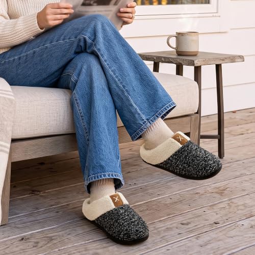 Thumbnail 2 de ULTRAIDEAS Ladies' Cozy Memory Foam Slippers – Grey (UK 7-8): Fleece-Lined Comfort for Indoor and Outdoor use
