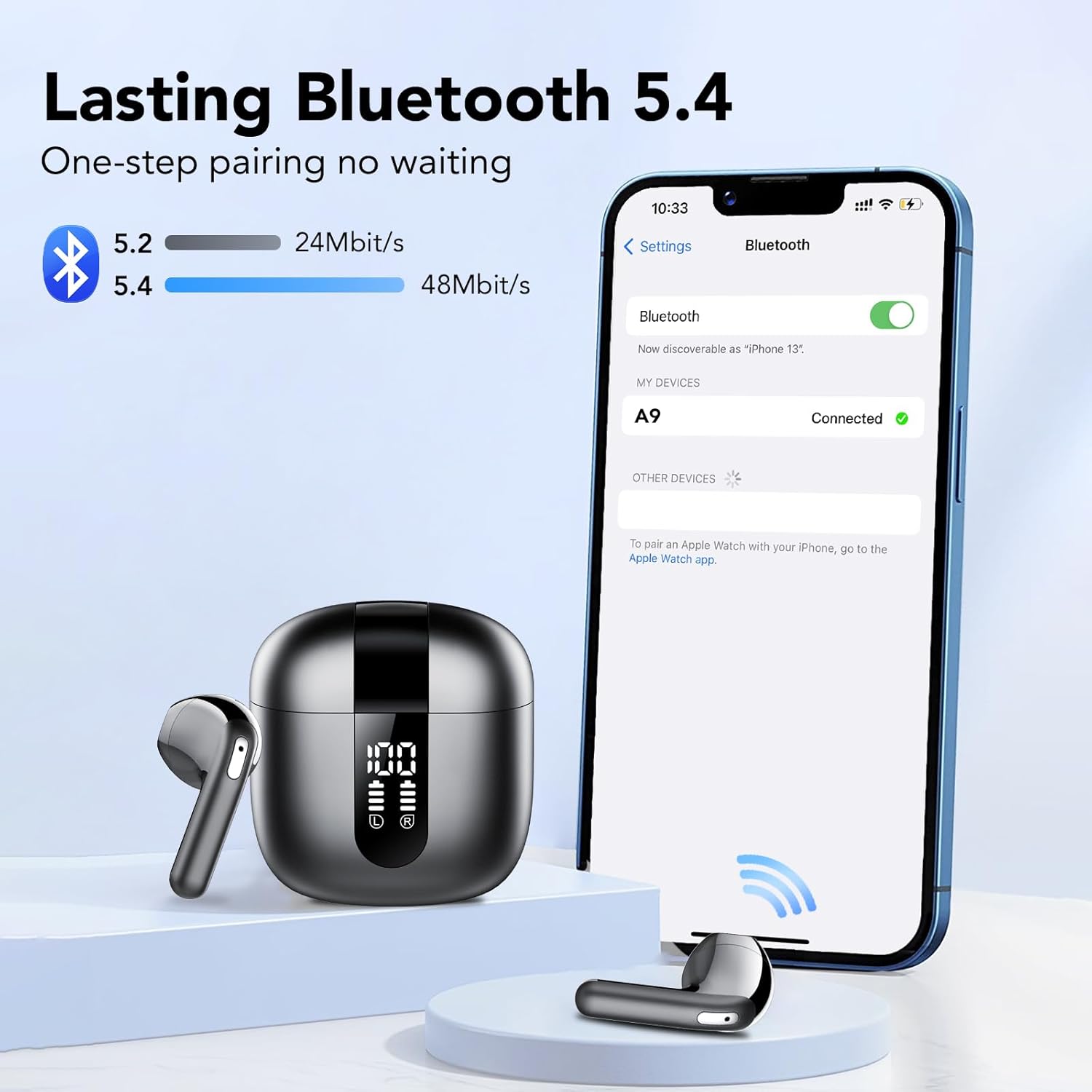 Thumbnail 4 de 2026 New Wireless Earbuds with Bluetooth 5.4, 4-Mic ENC and Dual LED Battery Display