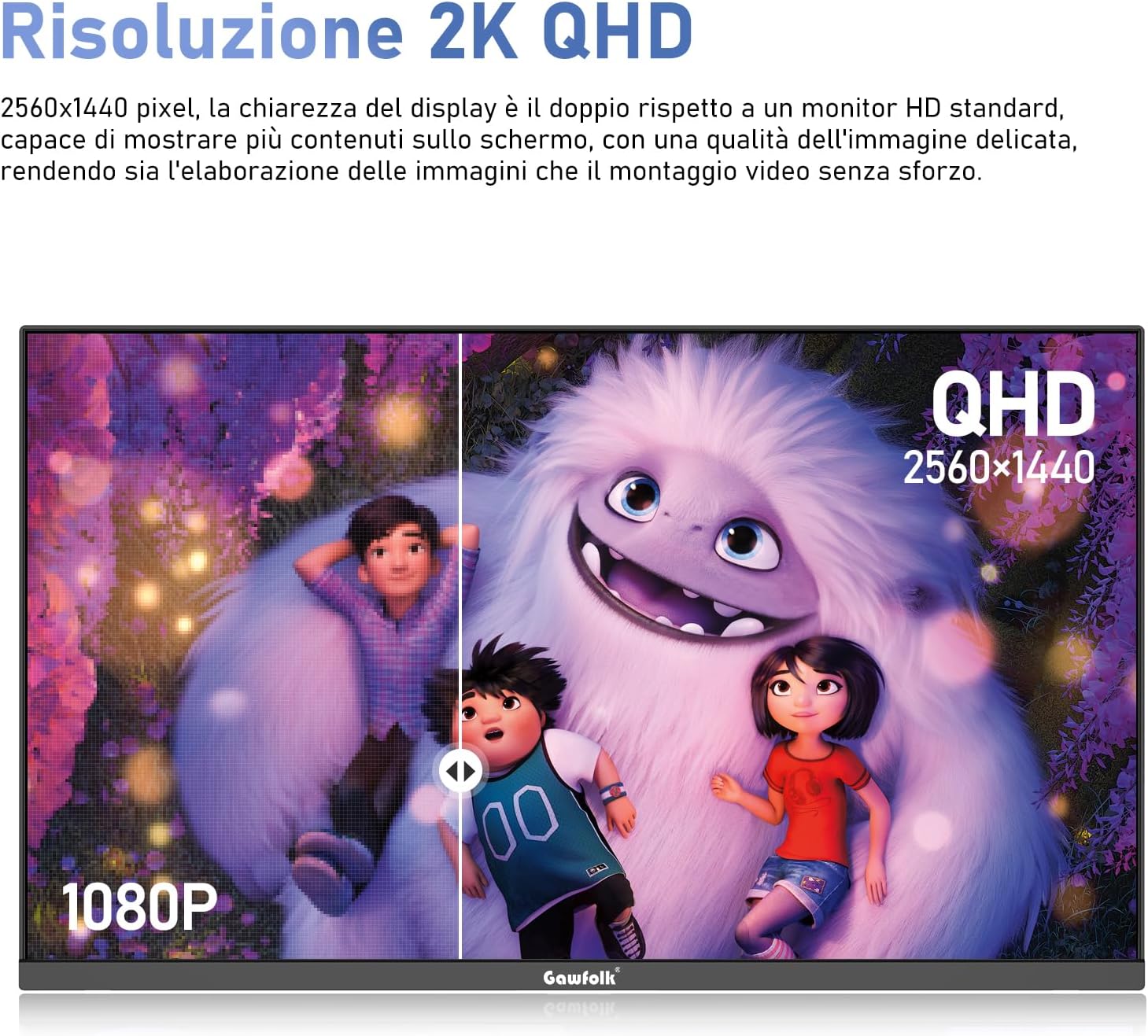 Detalle 2 de Gawfolk Monitor IPS 27 pollici 2K QHD