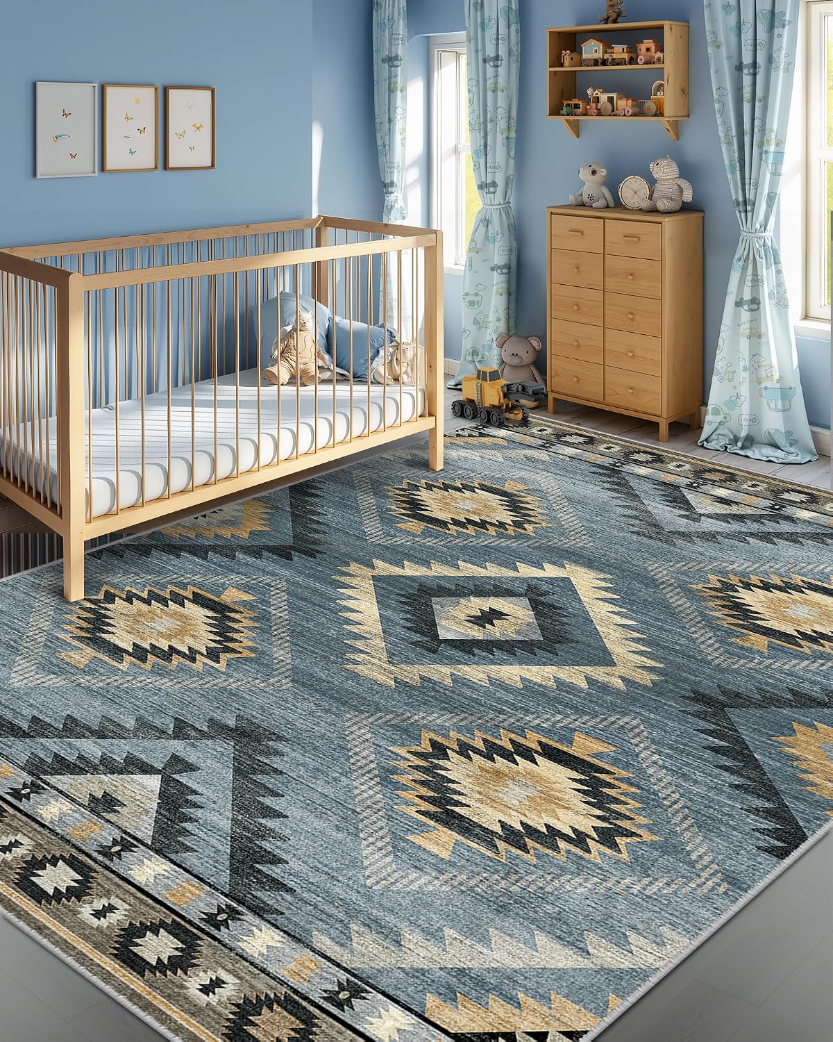 Detalle 2 de BESTSWEETIE 5x7 Area Rug Navy/Grey 🏡