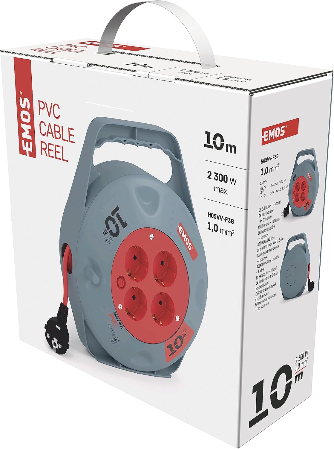 Thumbnail 5 de EMOS Mini-Kabeltrommel 10 m mit 4 Schuko-Steckdosen (IP20, H05VV-F 3G 1,0 mm²)