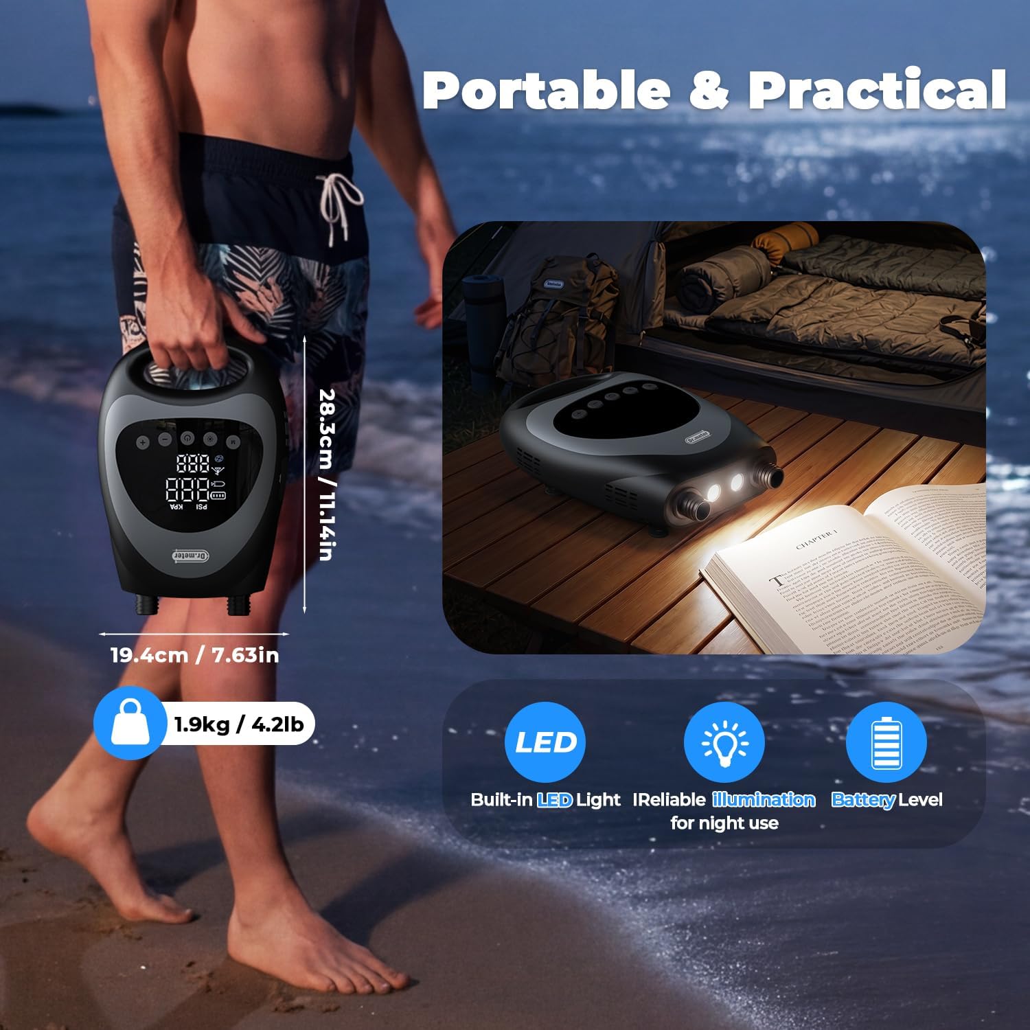 Thumbnail 6 de Dr.meter 2026 Nuovo Upgrade Pompa SUP Elettrica 20 PSI: gonfiaggio rapido per SUP, Kayak e molto altro