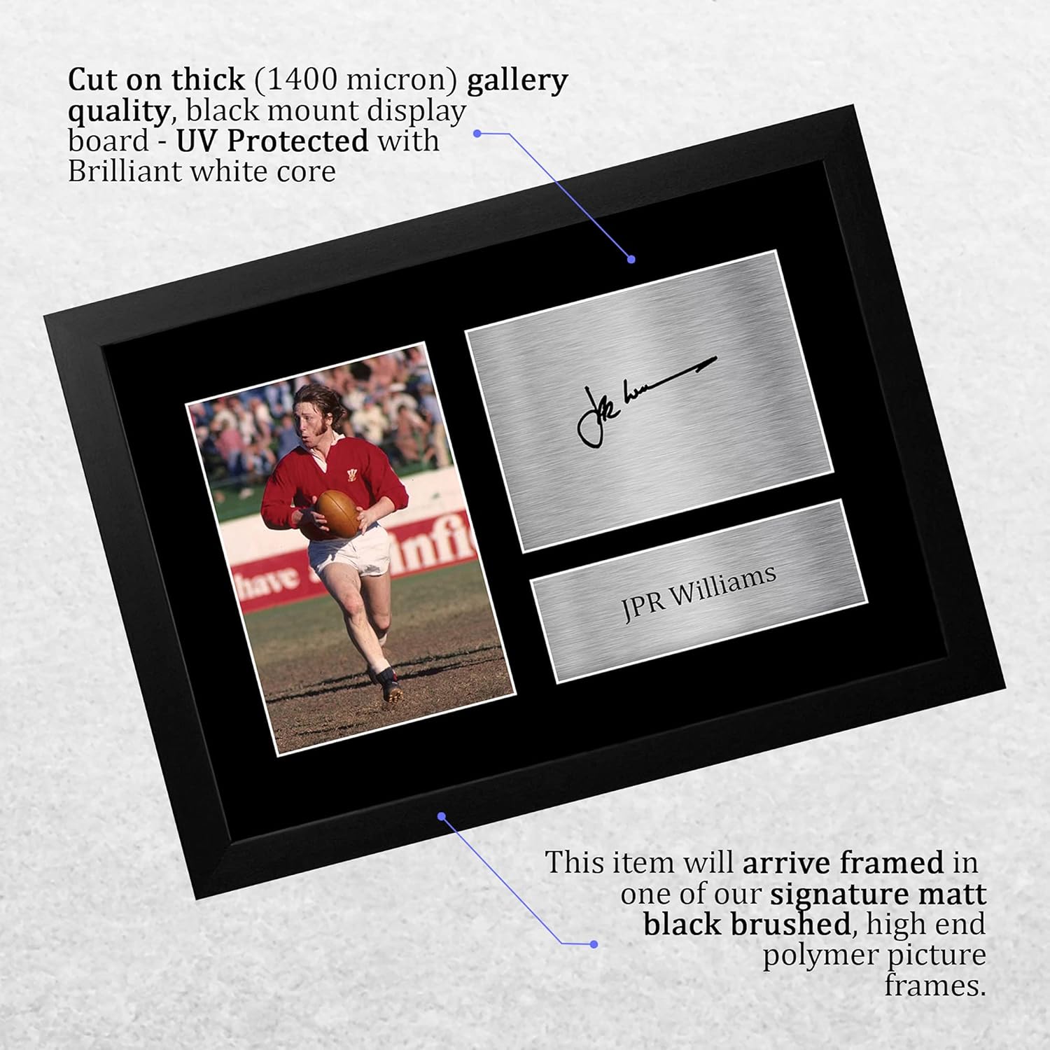 Thumbnail 2 de HWC Trading FR A4 JPR Williams Wales framed autograph picture for rugby union fans (A4)