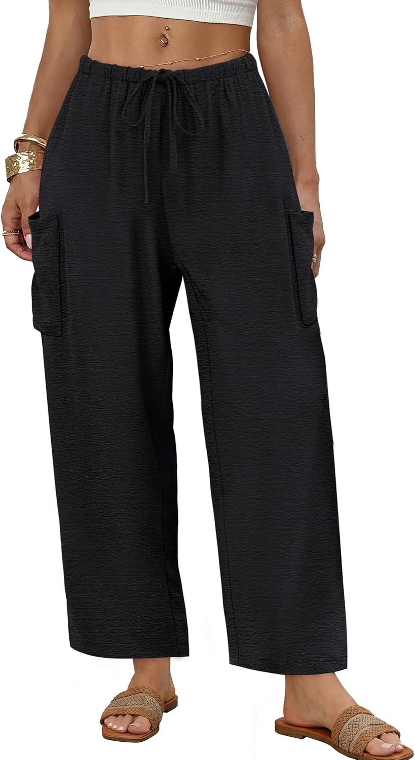 Thumbnail 1 de Sampeel Wide Leg Pants for Women – Barrel Palazzo Elastic Waist with Pockets