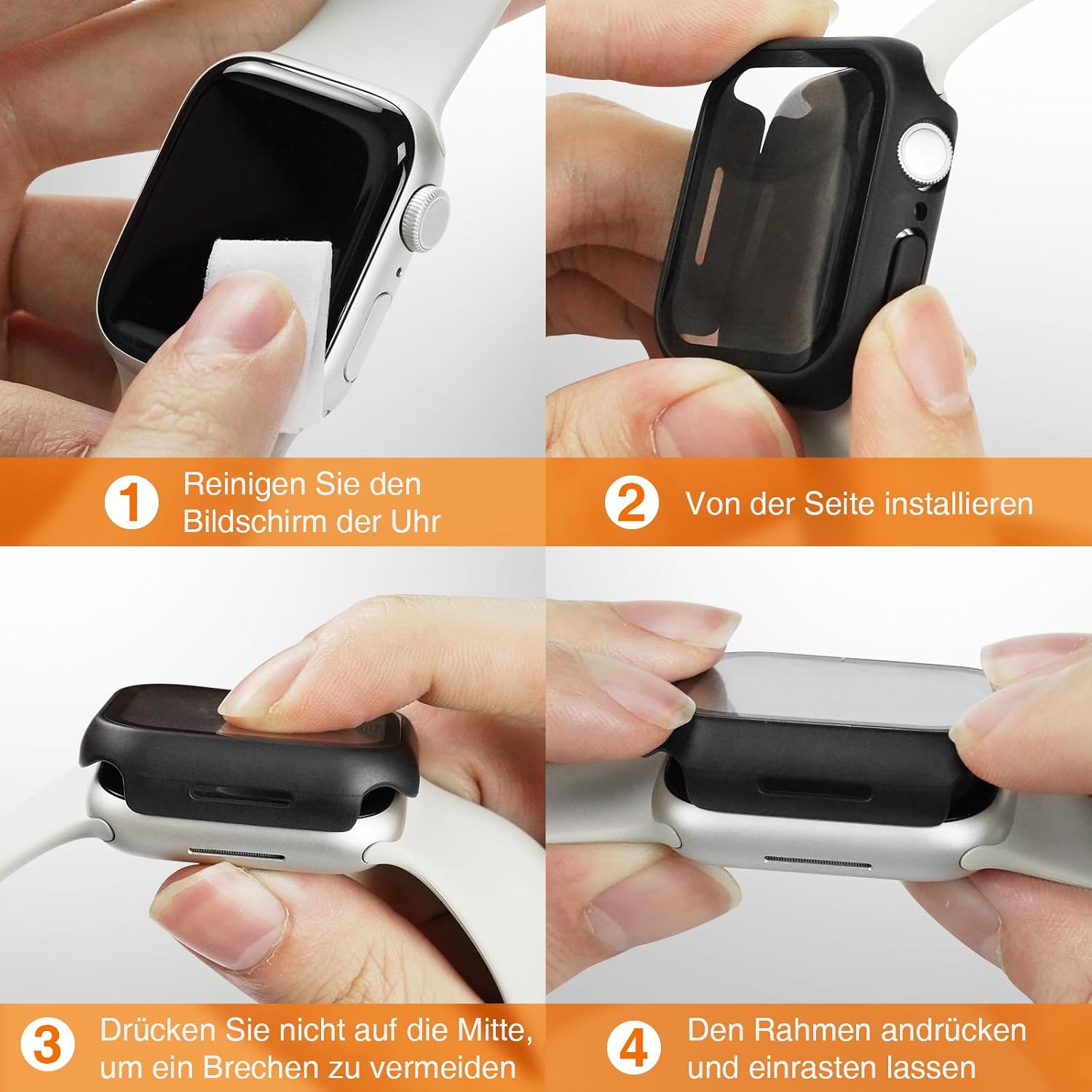 Thumbnail 6 de LK 2 Stück Schutzhülle für Apple Watch Series 9/8/7 45 mm – Klarer Hard-PC Protector in Schwarz