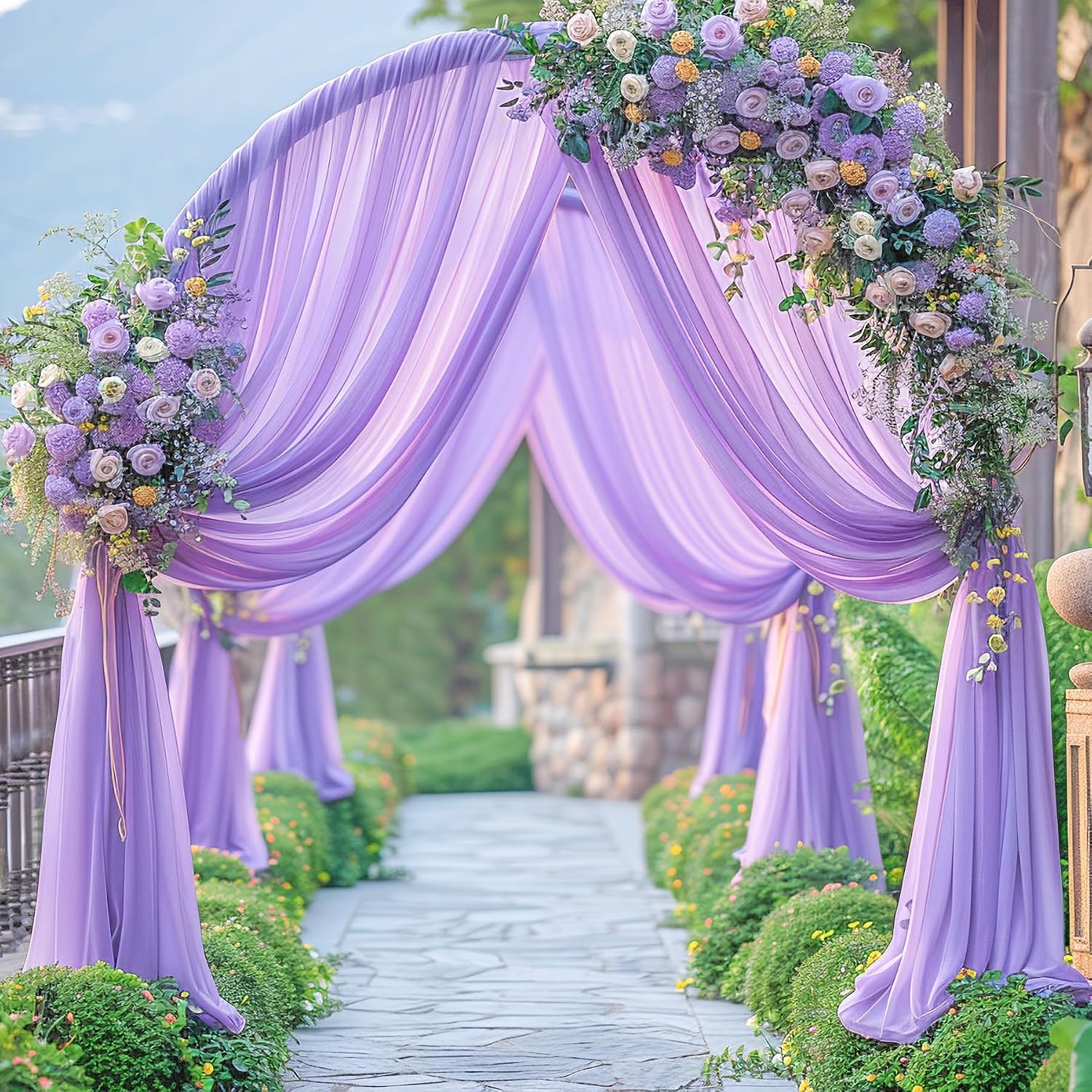 Thumbnail 2 de gogoparti CP34 Lavender Sheer Wedding Arch Drapes, 19 Ft, 2 Panels