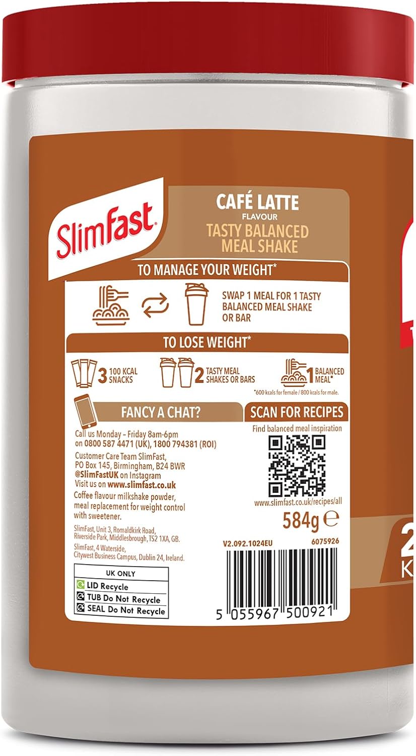 Detalle de SlimFast Meal Replacement Powder Café Latte 584g (16 Servings)
