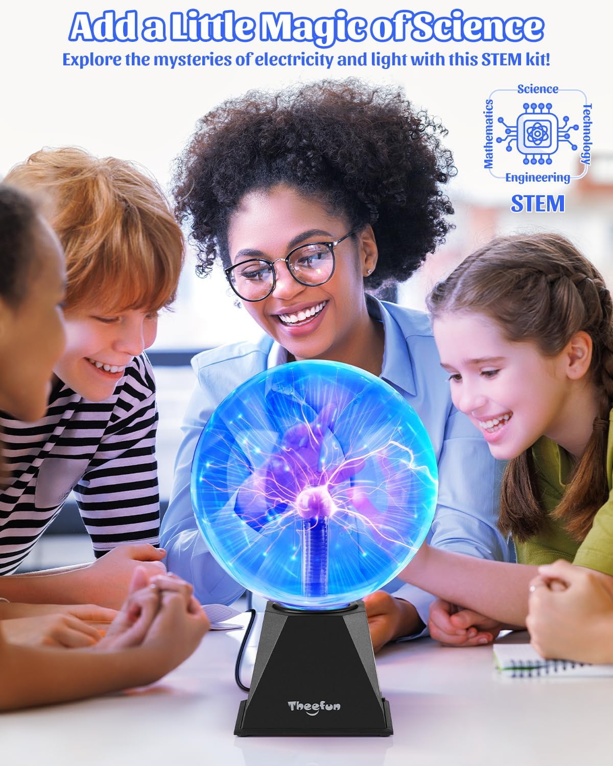 Detalle de Theefun NX-PS-8 8-Inch Plasma Globe, Blue Touch & Sound Lamp