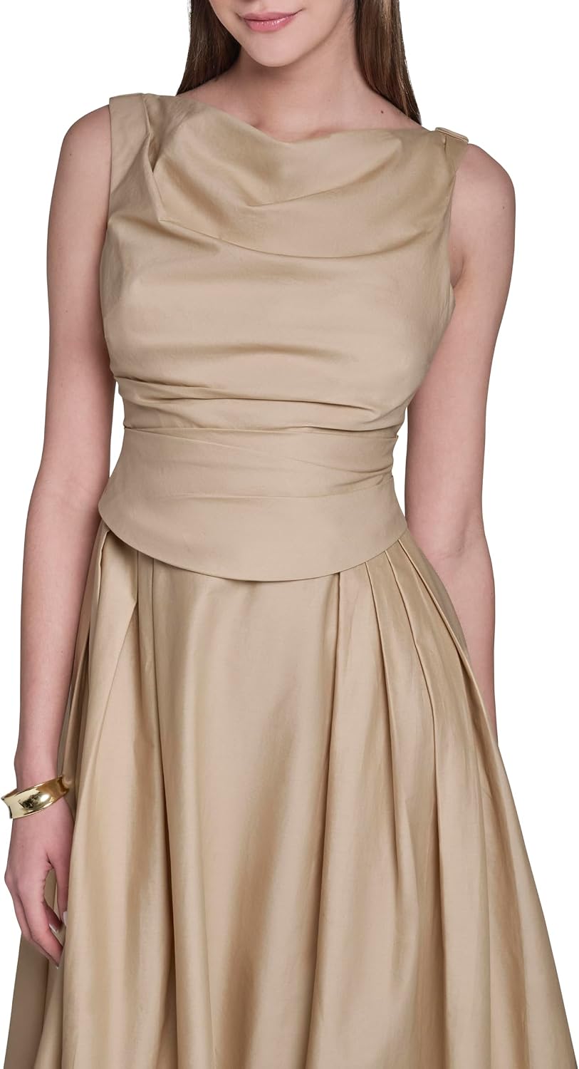 Detalle de Halston Women's Midi Dress, Cotton