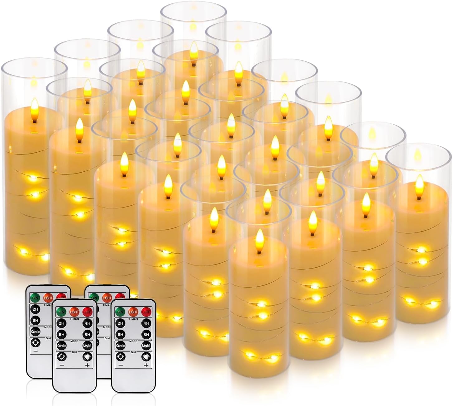 Detalle de CAKETYCG REZER23 Flameless LED Candles, 24-Pack with Remote and Timer
