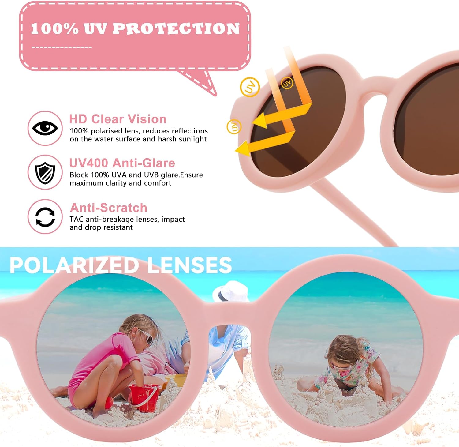 Thumbnail 3 de LOJUDI Baby Sunglasses 0-24 Months with Adjustable Strap – Polarised UV400 Round Frames