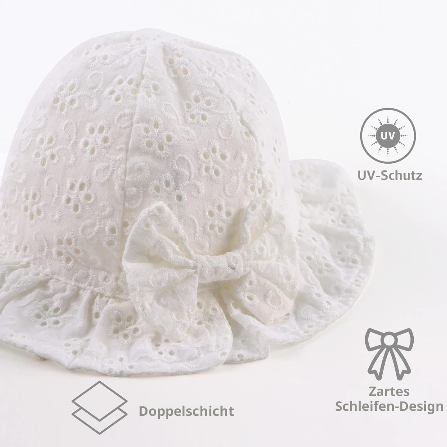 Thumbnail 4 de XIAOHAWANG Sommerhut Baby Mädchen – Baumwoll-Sonnenhut mit Bindebändern