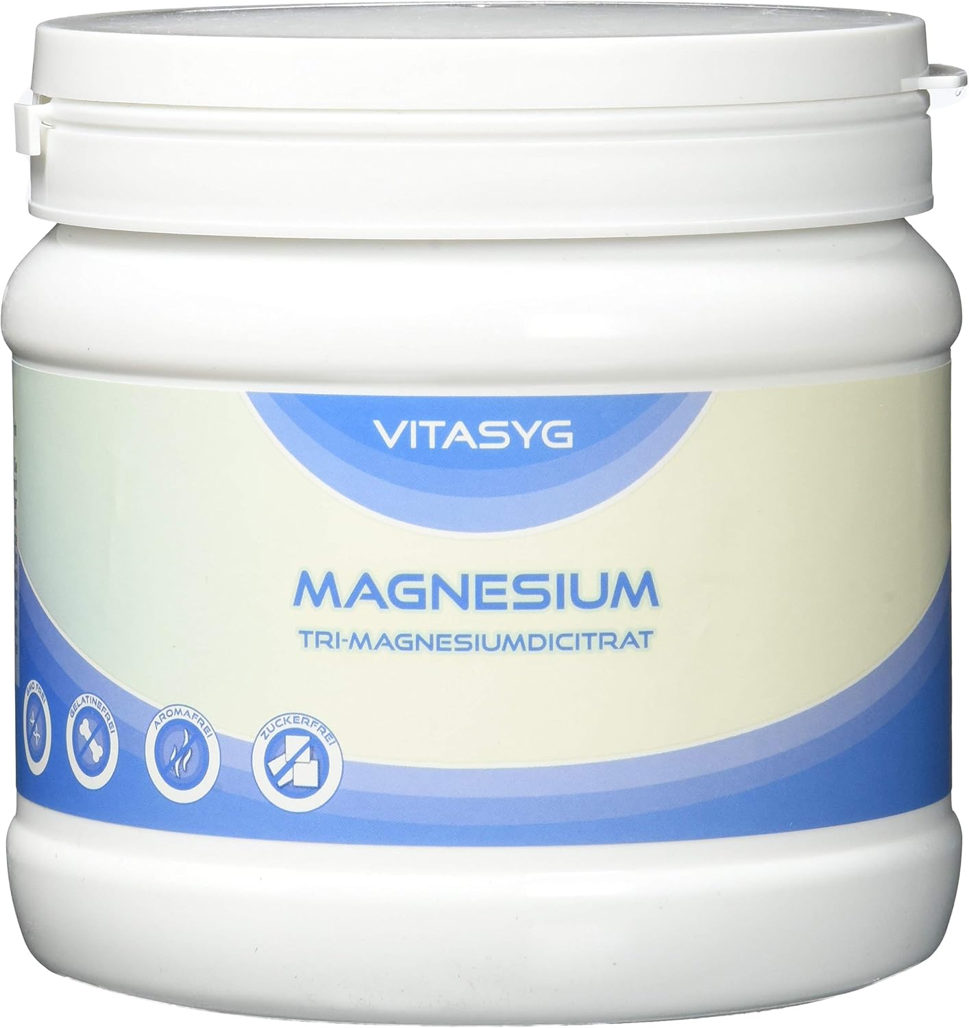 Detalle de Vitasyg Tri-Magnesiumdicitrat Pulver (500 g) – Magnesiumcitrat vegan, ohne Zusätze inkl. Messlöffel