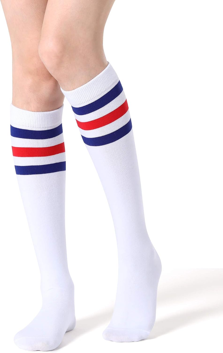 Detalle de FITRELL Women's Knee-High Athletic Socks, Striped Tube Style