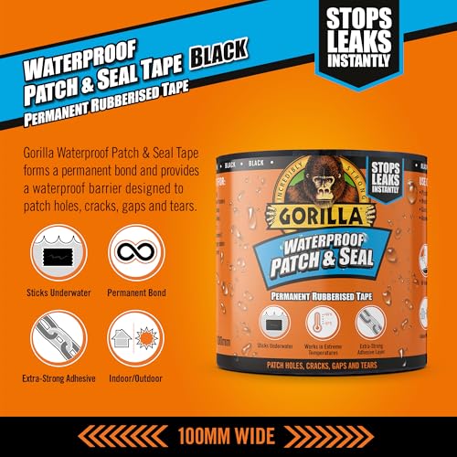 Detalle de Gorilla Waterproof Patch & Seal Tape Black 3m – a practical seal for quick fixes