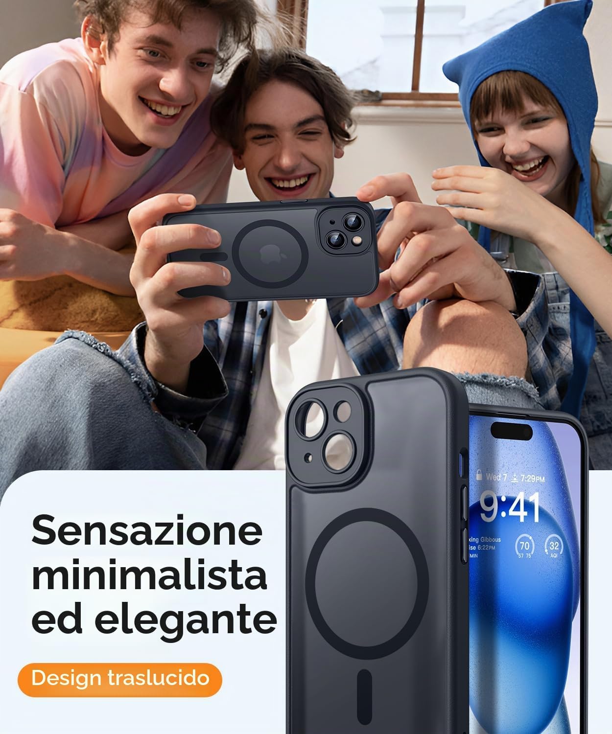 Thumbnail 6 de CANSHN Cover Magnetica per iPhone 15: protezione Totale fotocamera, compatibile MagSafe e design opaco