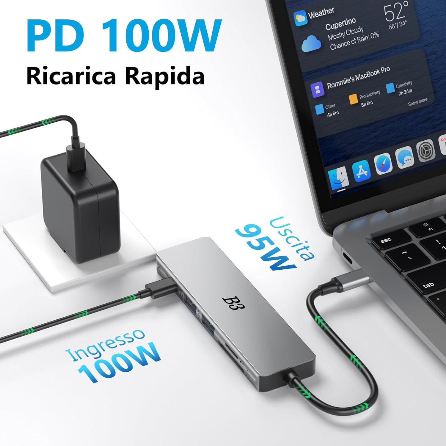 Thumbnail 4 de BIGTHREE USB-C Hub 6-in-1 4K HDMI 100W PD