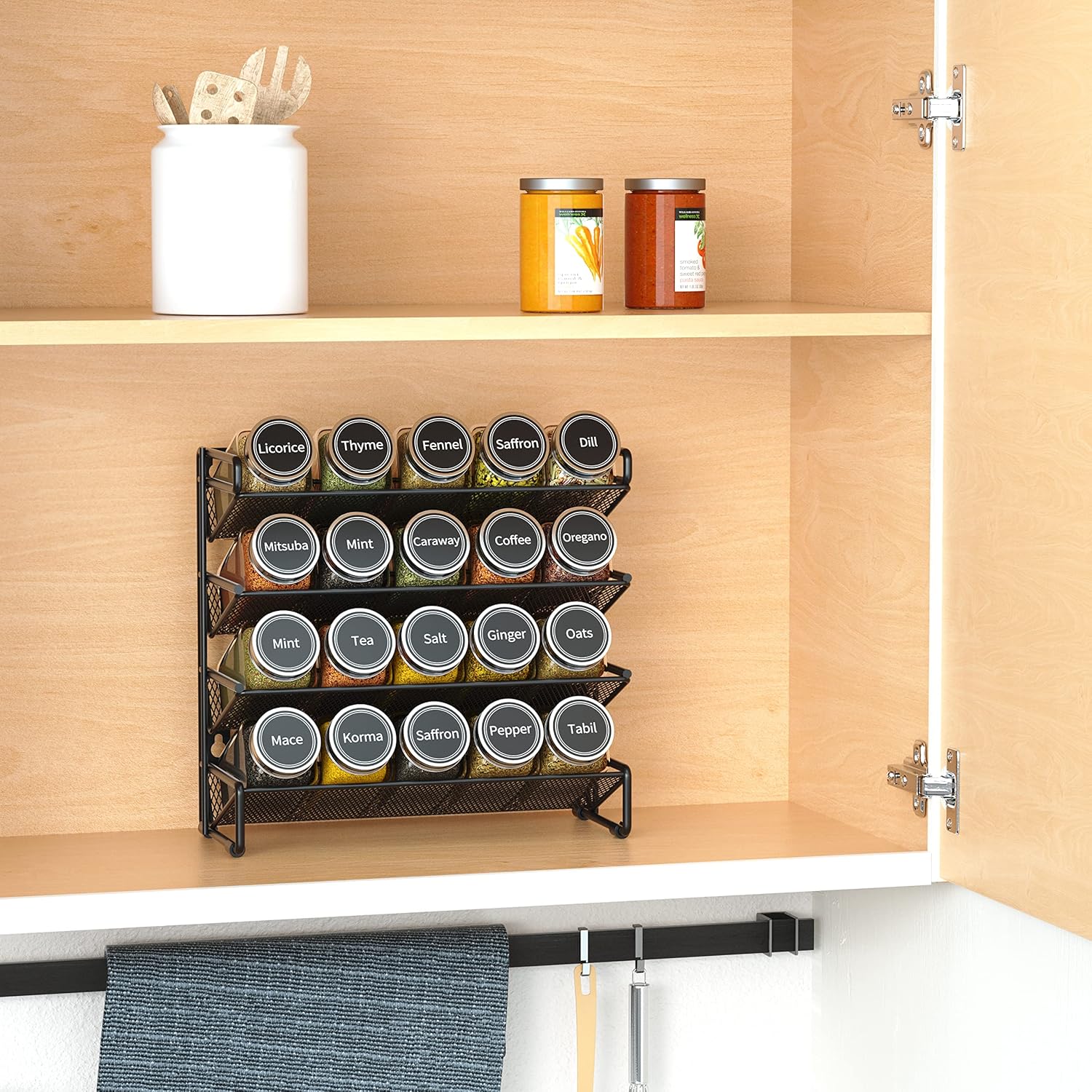 Detalle 2 de SpaceAid Spice Rack Organizer with 20 Jars and 386 Labels