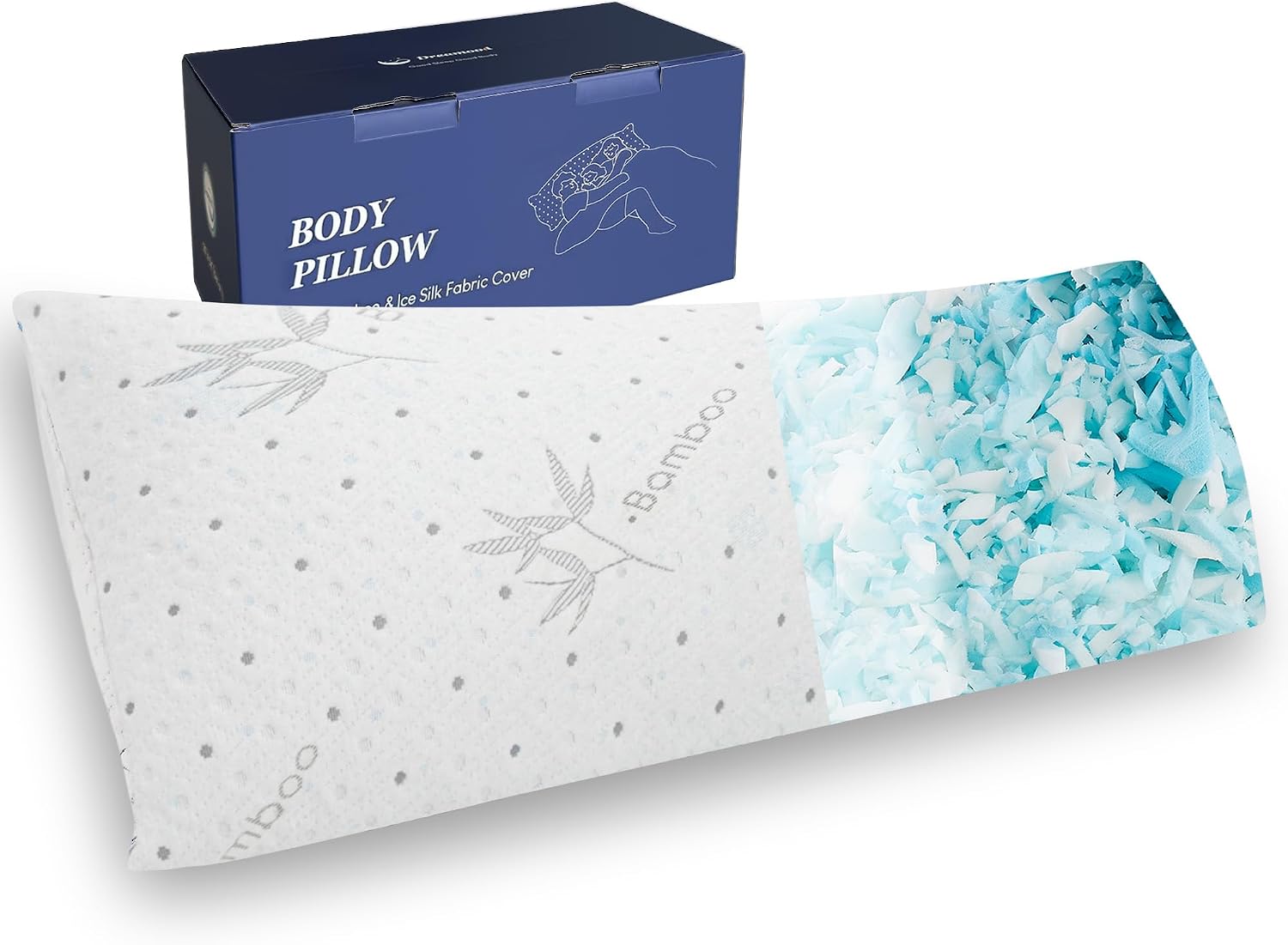 Detalle de Dreamood 20 x 54 in Adjustable Body Pillow with Shredded Memory Foam