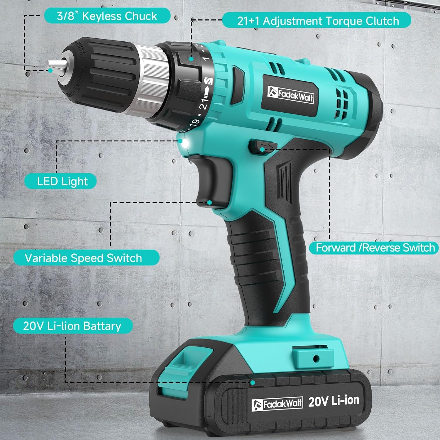Thumbnail 2 de FADAKWALT Cordless Drill 20V