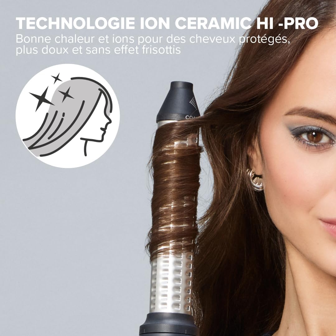Detalle de Bellissima Prodigy Deluxe Brosse Soufflante 5-en-1 (kit céramique) – noir – pour brushing, lissage et boucles