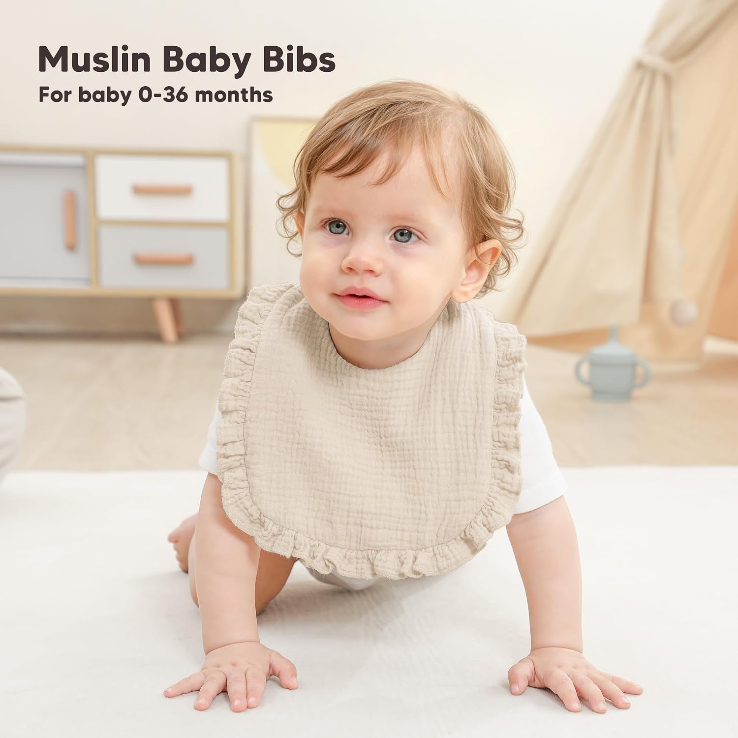 Detalle de Bearmoss Muslin Baby Bibs, 6-Pack