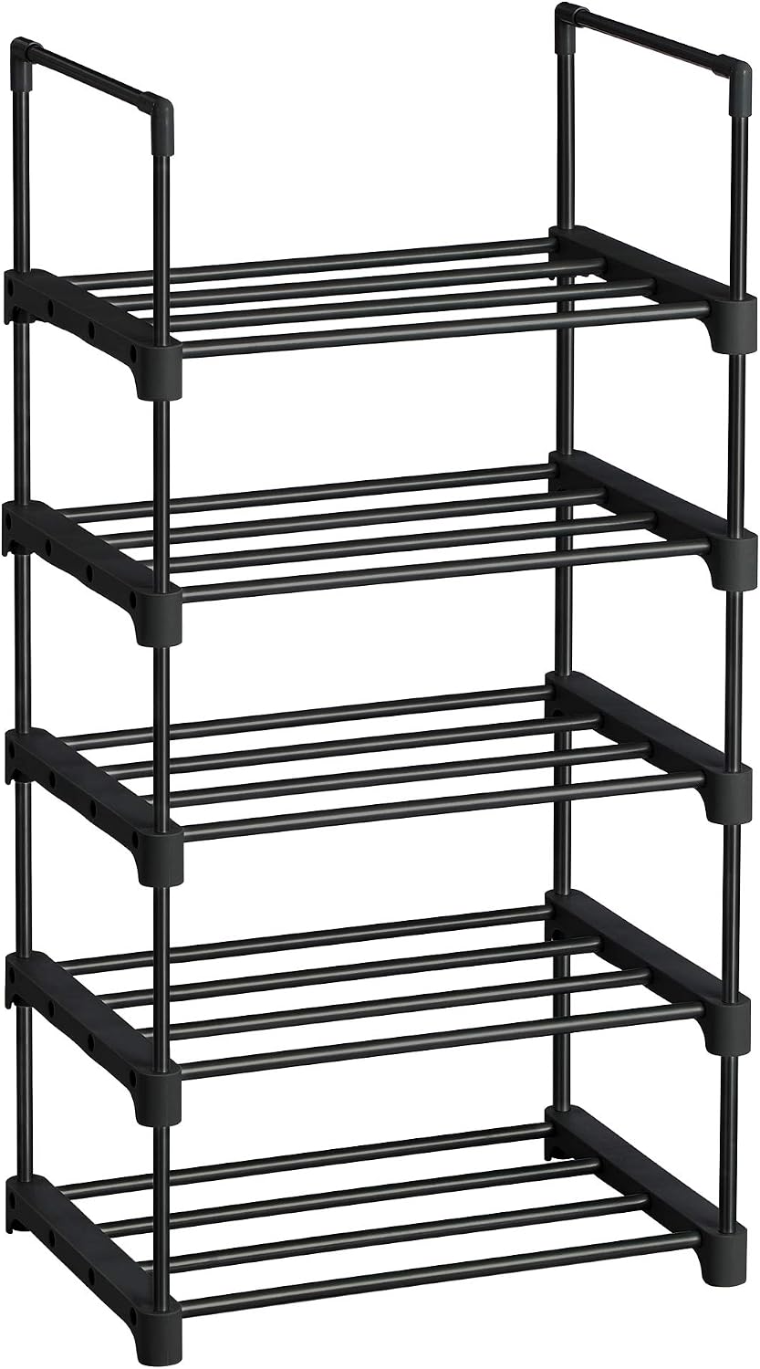 Detalle de SONGMICS LSA055B02 – 5-poziomowa metalowa półka na buty, czarna, do układania