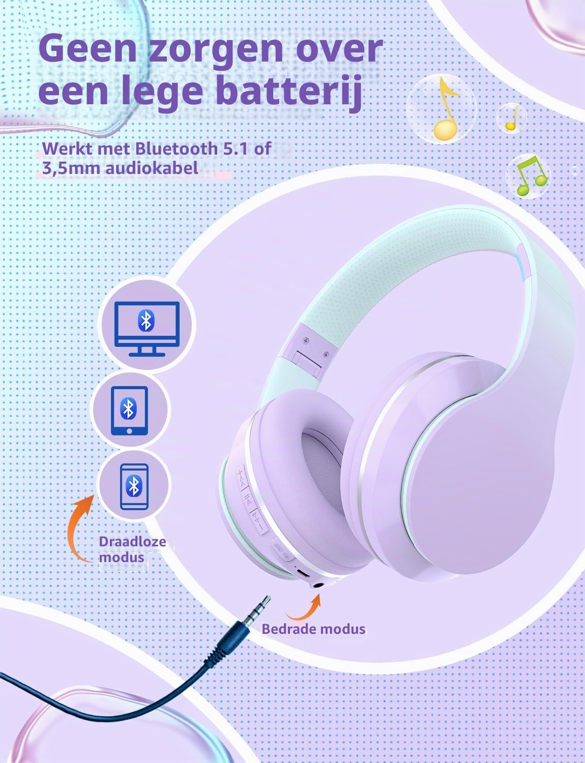 Thumbnail 1 de Xunpuls XUP-KH56 kinderhoofdtelefoon, over-ear met Bluetooth 5.1