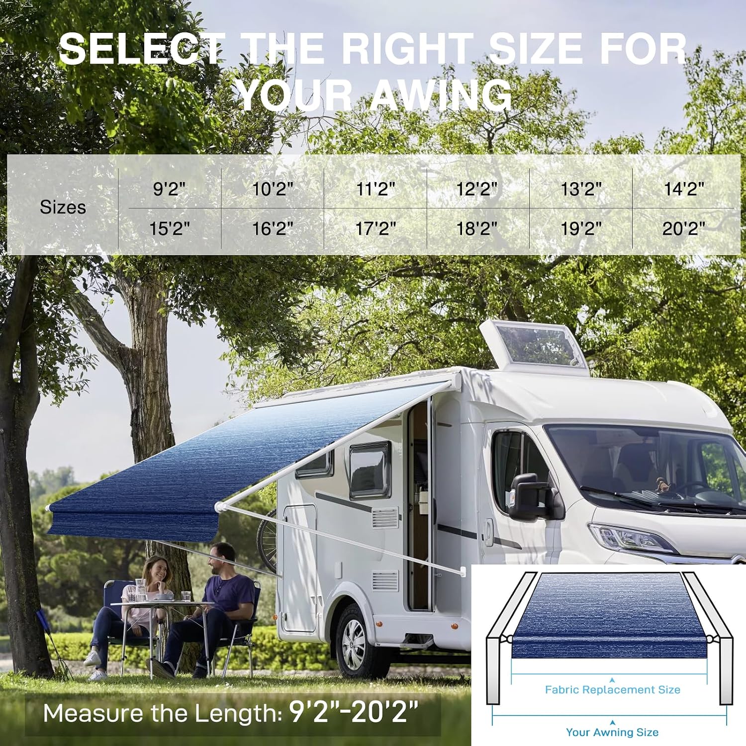 Thumbnail 3 de AlphabetAcre Heavy-Duty 20ft RV Awning Replacement Fabric — Ombré Blue