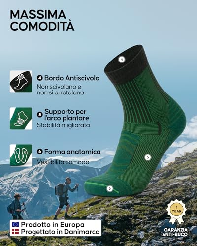 Thumbnail 2 de DANISH ENDURANCE Calze Trekking Leggere 3 Paia Verdi 43-47