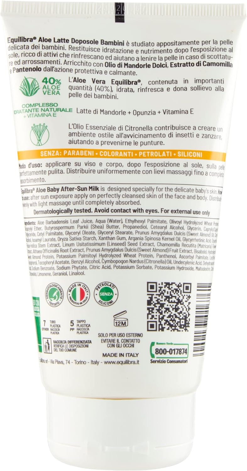 Detalle 2 de equilibra Solari Aloe Latte Doposole Bambini: doposole idratante e lenitivo per pelli delicate