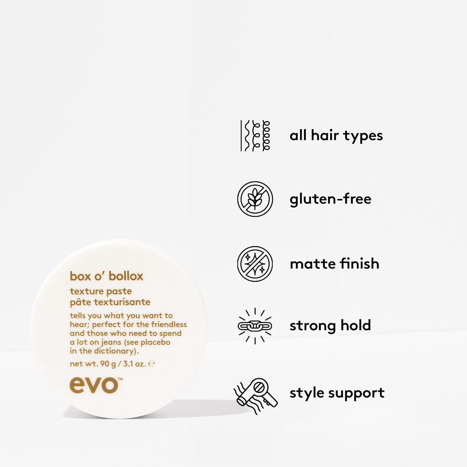 Thumbnail 2 de Evo Box O' Bollox Texture Paste: Hair styling paste for long-lasting hold with a matte finish