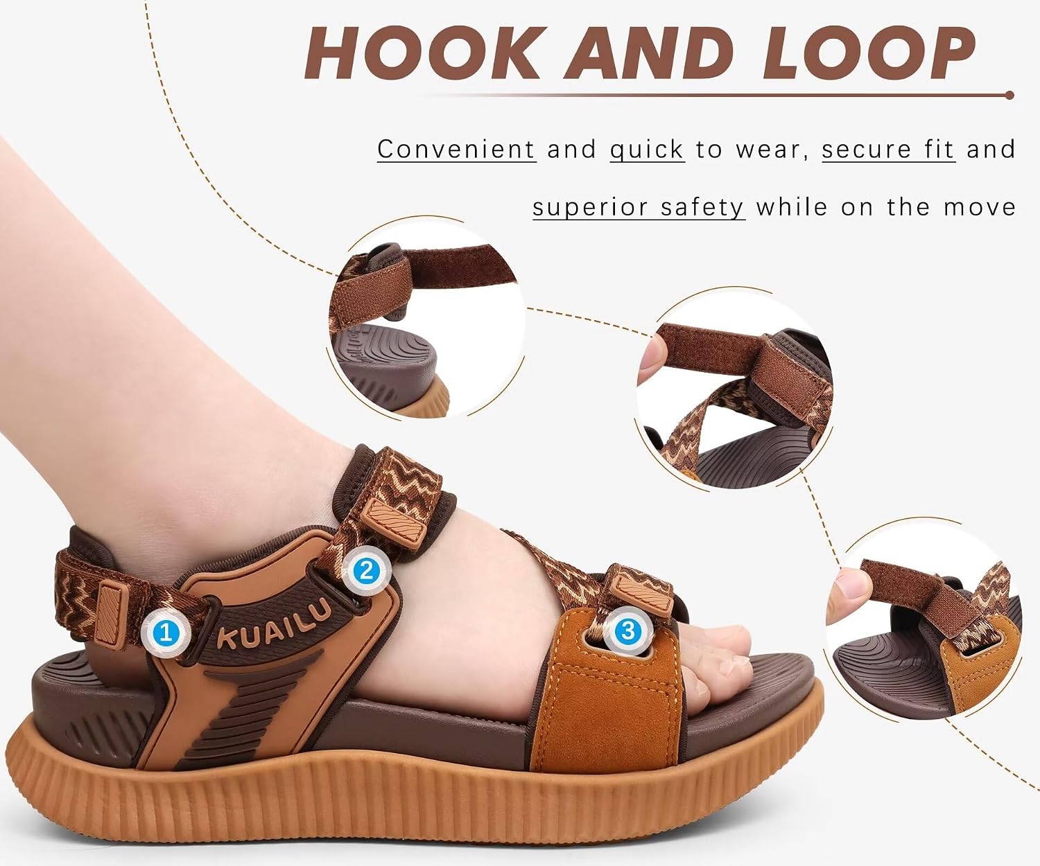 Detalle de KuaiLu Women's Orthopedic Walking Sandals with Arch Support