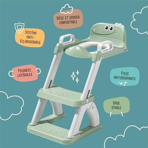 Detalle de Réducteur de toilette enfant avec marche et dossier – SUPERBE BEBE, pliable et antidérapant
